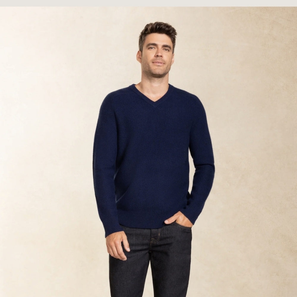 ALLEN SOLLY navy cashmere sweater
